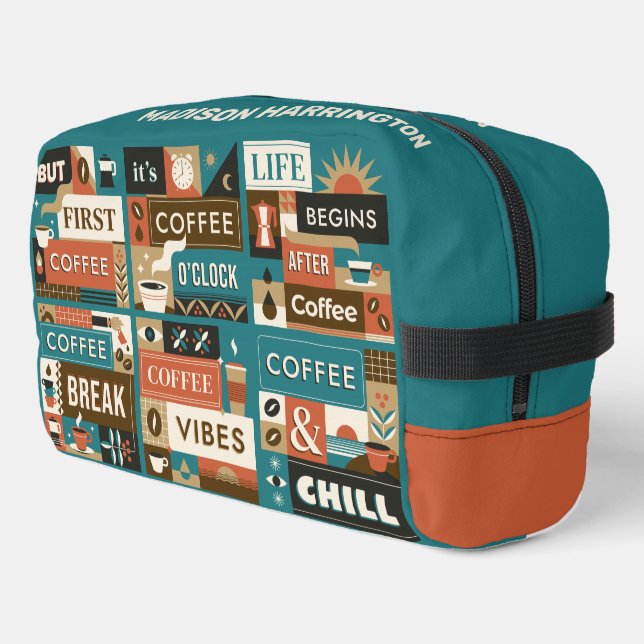 Custom Name Colorful Coffee Quotes Dopp Kit (Left Corner)