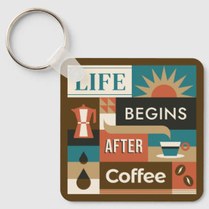 Custom Name Colorful Coffee Quotes Keychain