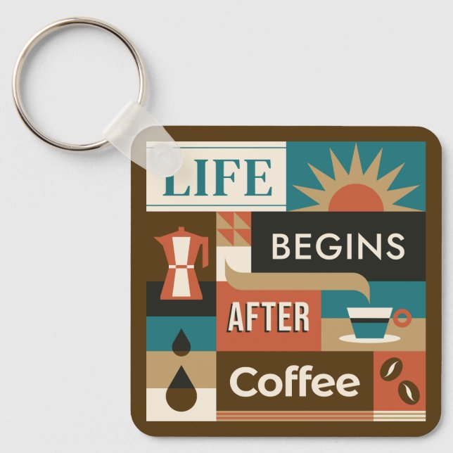 Custom Name Colorful Coffee Quotes Keychain (Front)