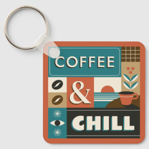 Custom Name Colorful Coffee Quotes Keychain