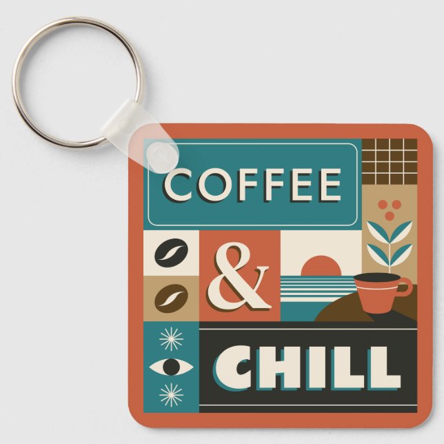 Custom Name Colorful Coffee Quotes Keychain (Front)