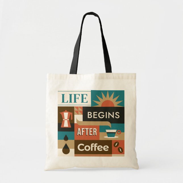 Custom Name Colorful Coffee Quotes Tote Bag (Front)