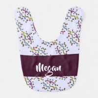 Custom name colorful confetti on blue baby bib
