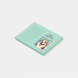 Custom Name Colorful Corgi Pop Art Post-it Notes