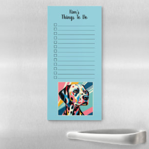 Custom Name Colorful Dalmatian Pop Art Magnetic Notepad
