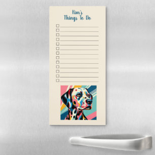 Custom Name Colorful Dalmatian Pop Art Magnetic Notepad