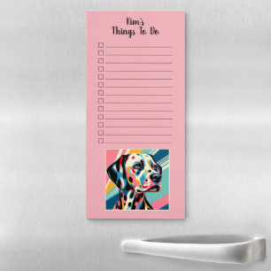 Custom Name Colorful Dalmatian Pop Art Magnetic Notepad