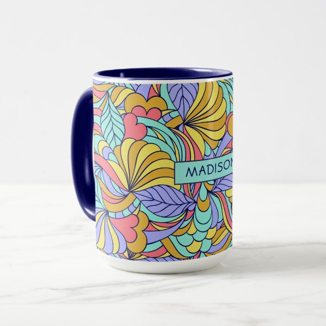 Custom name Colorful Doodles mugs (Front Left)