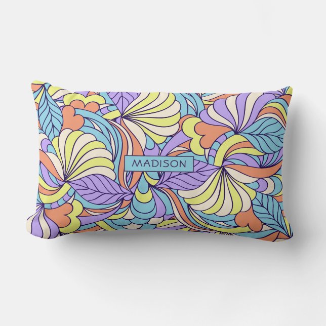Custom name Colorful Doodles throw pillows (Front)
