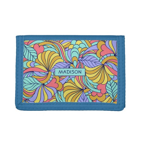 Custom name Colorful Doodles wallets