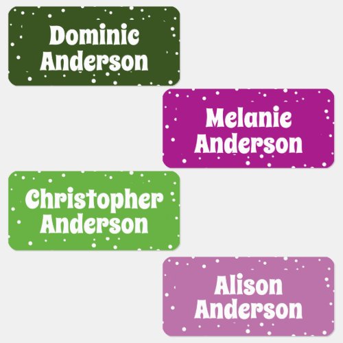 Custom Name  Colorful Dots Clothing Kids Labels