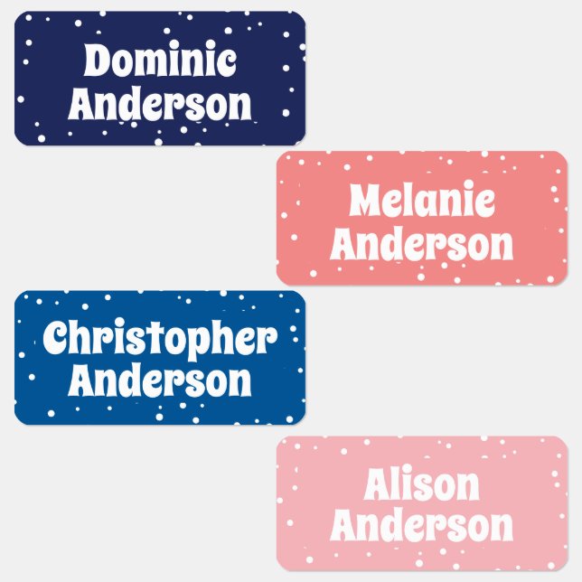Custom Name | Colorful Dots Clothing Kid's Labels (Group)