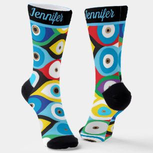 Custom name Colorful Eye pattern Socks