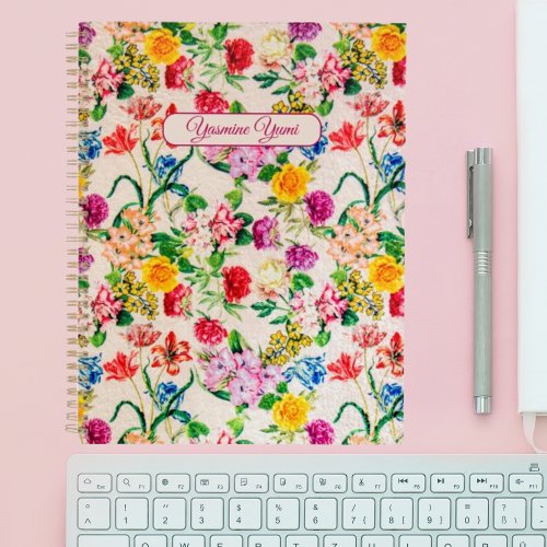 Custom Name Colorful Flowers Floral Feminine Girly Planner