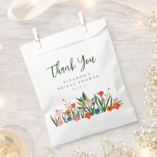 Custom Name Colorful Garden Floral Bridal Shower  Favor Bag