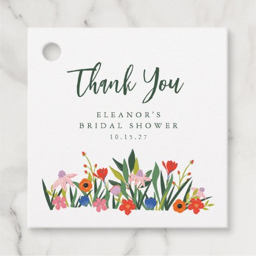 Custom Name Colorful Garden Floral Bridal Shower  Favor Tags