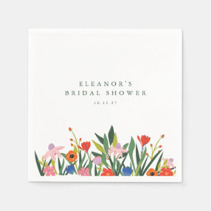 Custom Name Colorful Garden Floral Bridal Shower Napkins