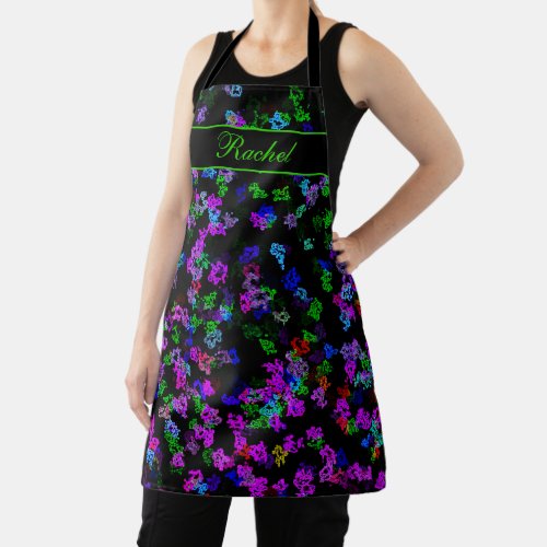 Custom Name Colorful Glow Abstract Pattern Stylish Apron