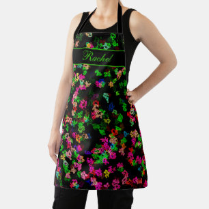 Custom Name Colorful Glow Abstract Patterns Cute Apron