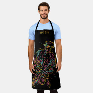Custom name Colorful Jazz Player apron
