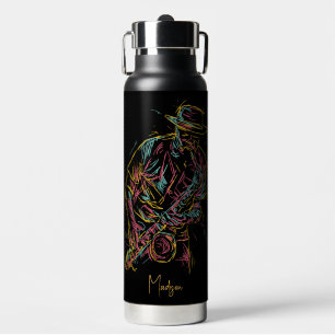 Custom name Colorful Jazz Player Water Bottle