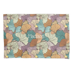 Custom Name Colorful Leaf Pattern Pillow Case