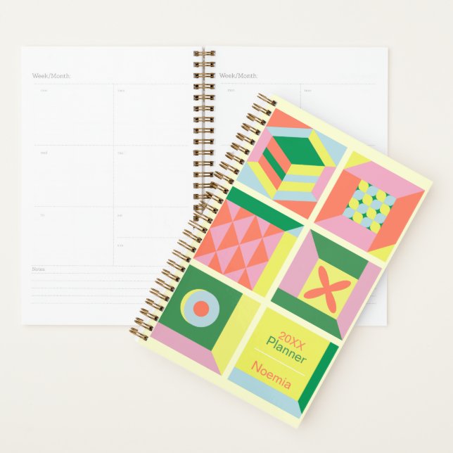 Custom name colorful modern yearly geometry planner (Display)