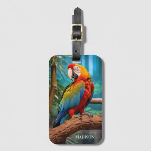 Custom Name Colorful Parrot Luggage Tag