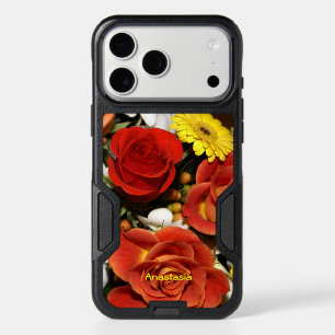 Custom Name Colorful Rose Flower Bouquet iPhone 17 Pro Max Case