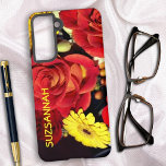 Custom Name Colorful Rose Flower Bouquet Samsung Galaxy S21 Case<br><div class="desc">A colorful flower bouquet of roses and daisies photograph sets the background on this template design case. Fill in the template field with a name or initials , remove the text or click customize to select a font in the style, size and color you prefer. Consider for your new phone...</div>