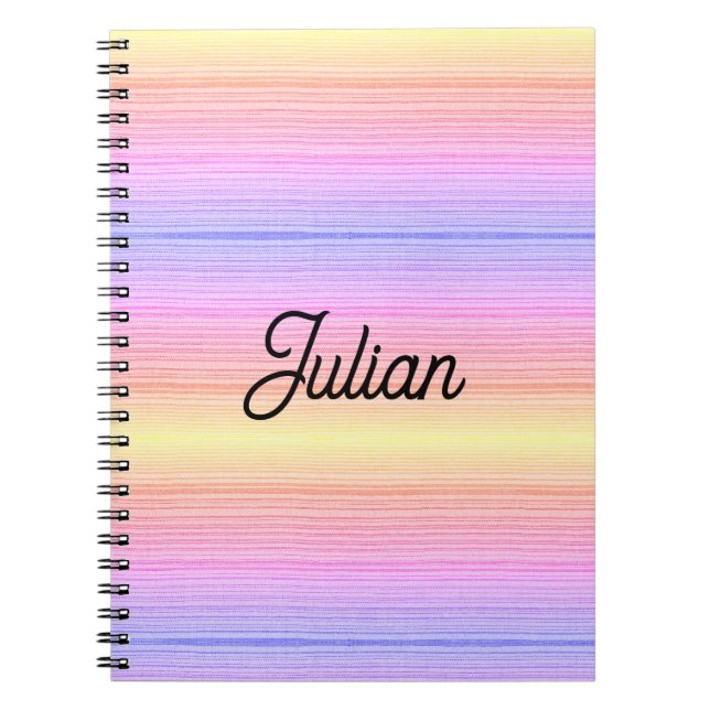 Custom name colorful stripes notebook (Front)