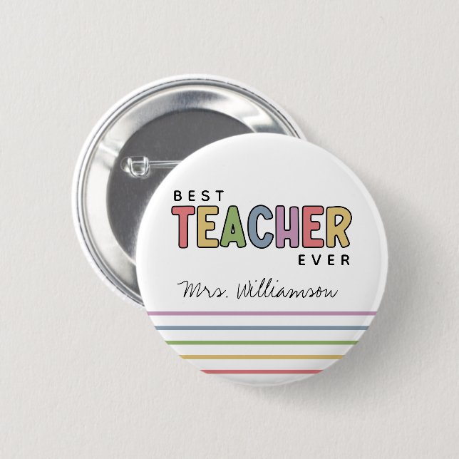Custom Name Colorful Teacher Appreciation Gifts Button (Front & Back)