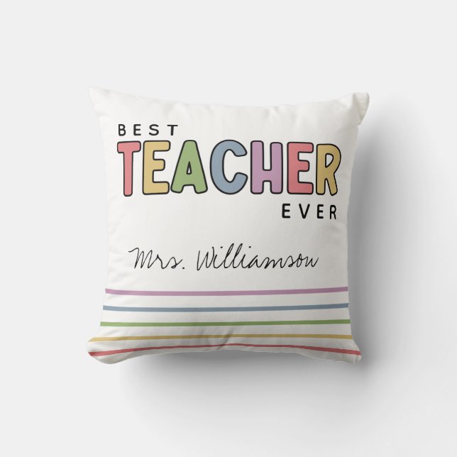 Custom Name Colorful Teacher Appreciation Gifts Throw Pillow (Front)
