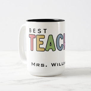 Custom Name Colorful Teacher Appreciation Gifts Two-Tone Coffee Mug