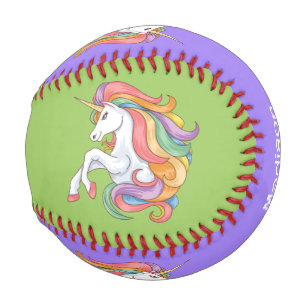 Custom Name Colorful Unicorn Baseball