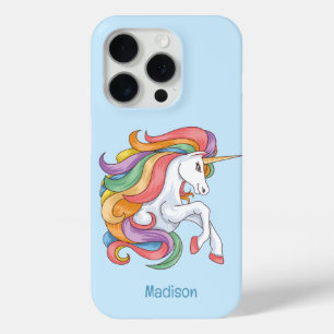 Custom Name Colorful Unicorn iPhone 15 Pro Case