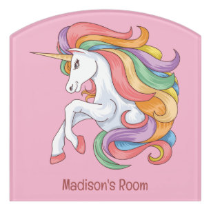 Custom Name Colorful Unicorn Door Sign