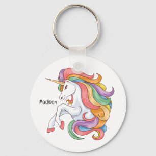 Custom Name Colorful Unicorn Keychain