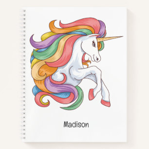 Custom Name Colorful Unicorn Notebook