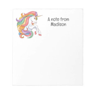 Custom Name Colorful Unicorn Notepad