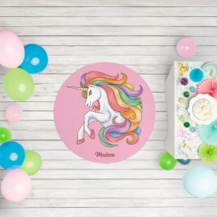 Custom Name Colorful Unicorn Outdoor Rug