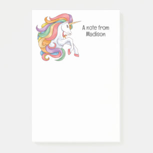 Custom Name Colorful Unicorn Post-it Notes