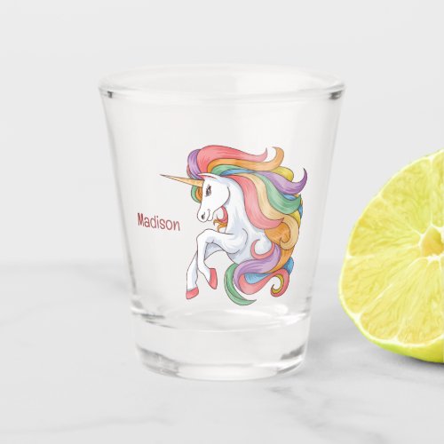 Custom Name Colorful Unicorn Shot Glass