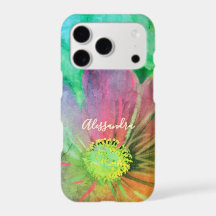 Custom Name Colorful Watercolor Flower Botanical