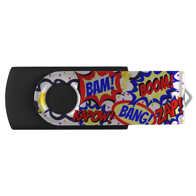 Custom Name Comic Speech Bubbles Personalized Flash Drive (Front)
