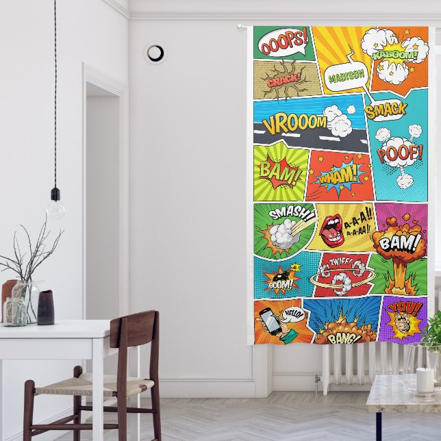 Custom Name Comics Blackout Curtains (Living Room)