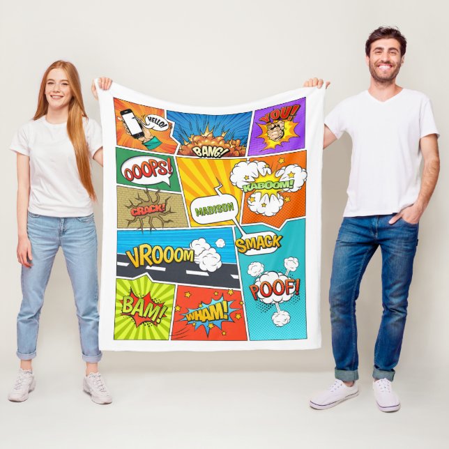 Custom Name Comics Fleece Blanket (In Situ)