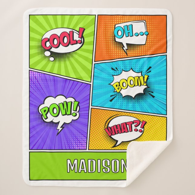 Custom Name Comics Sherpa Blanket (Front)