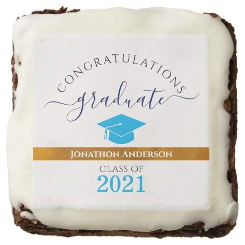 Custom Name Congrats Graduate Blue Cap Brownie