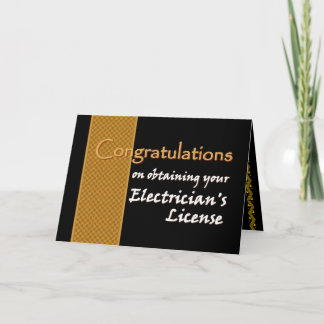 CUSTOM NAME Congratulations Electrician's License Card